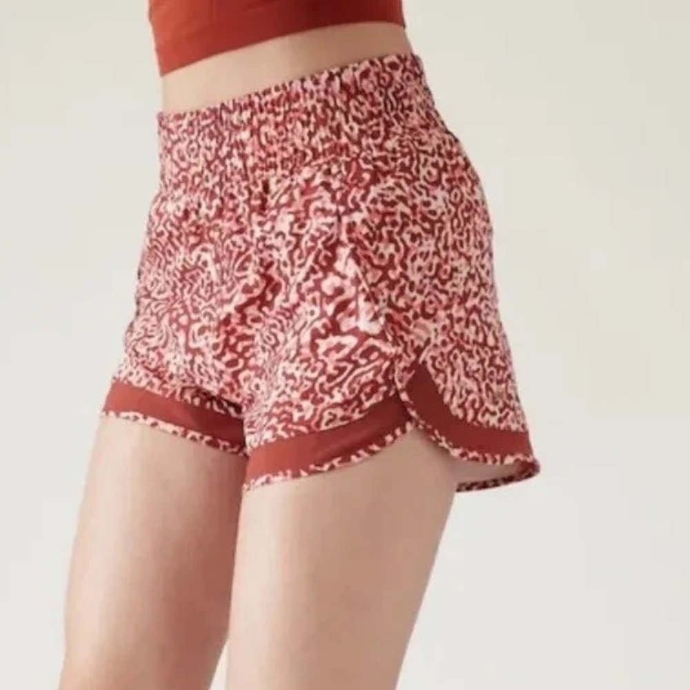 Athleta Mesh Racer Red Shorts High Rise S